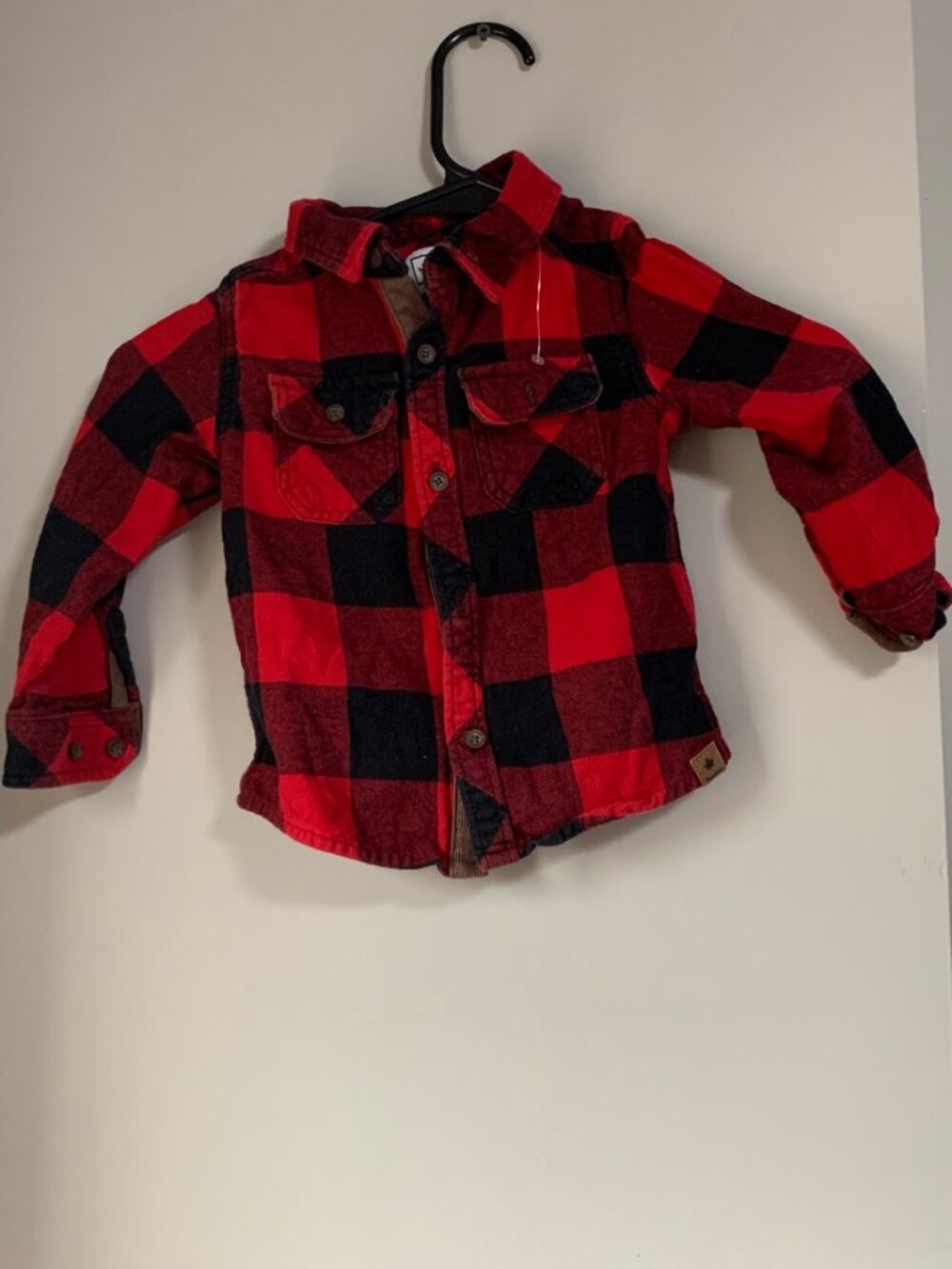 Canadiana Buffalo Plaid Flannel Shirt Red Black - Toddler 3T